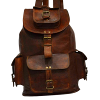 Genuine Goat Leather Large Men's Vintage Backpack Travel Rucksack Laptop Gym Bag