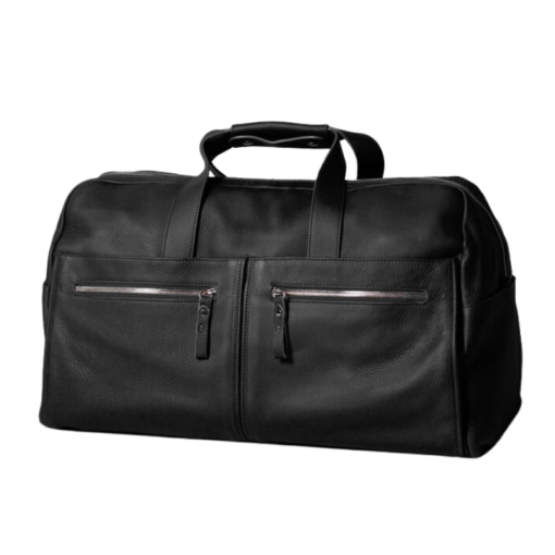 Leather Weekender Duffle Bag In Black