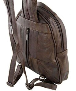 brownish leather backpack for women